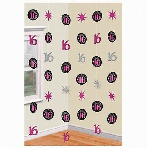 Picture of SWEET 16 HANGING STRING DECORATIONS - 2.13M